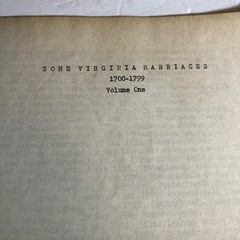 SOME VIRGINIA MARRIAGES Genealogy Records 1700-1799 Pioneer Colonists Book pages