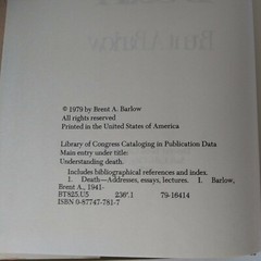 1979 “Understanding Death” By Brent. A. Barlow Hardcover, Dust Jacket, Good Cond
