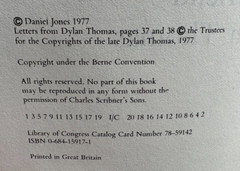 My Friend Dylan Thomas by Daniel Jones, 1977 1st Edition/1st Printing