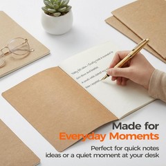 5 Pack Kraft A5 Notebooks Blank Journals 60 Pages Smooth Writing Softcover