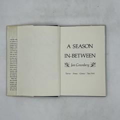 Vintage A Season In-Between Jan Greenberg Farrar Straus HC DJ 1st Ed 1979 Signed