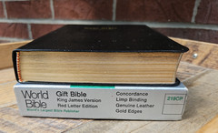RARE Boxed KJV World Gift Bible Red Letter Black Genuine Leather World VG!