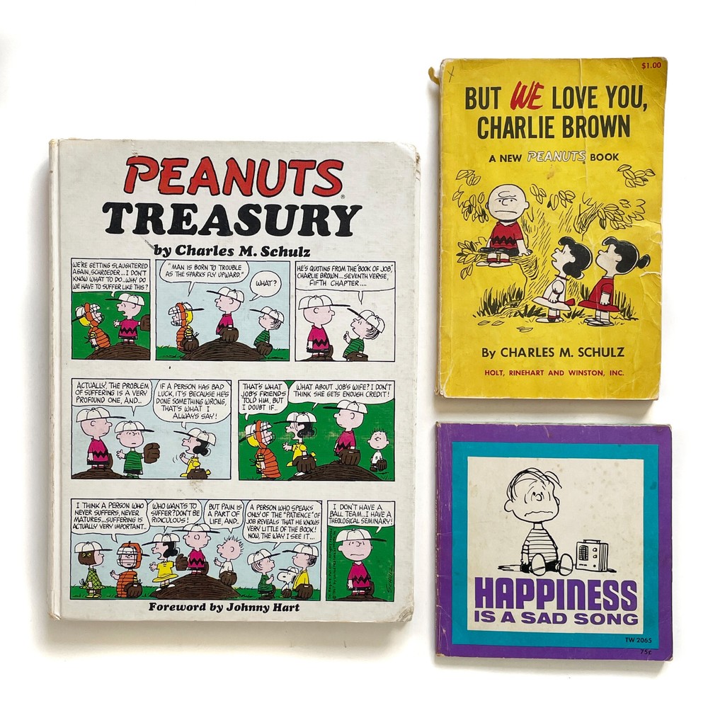3 1960s/1970s Peanuts Books • Charles Schulz • Snoopy • Charlie Brown • Linus