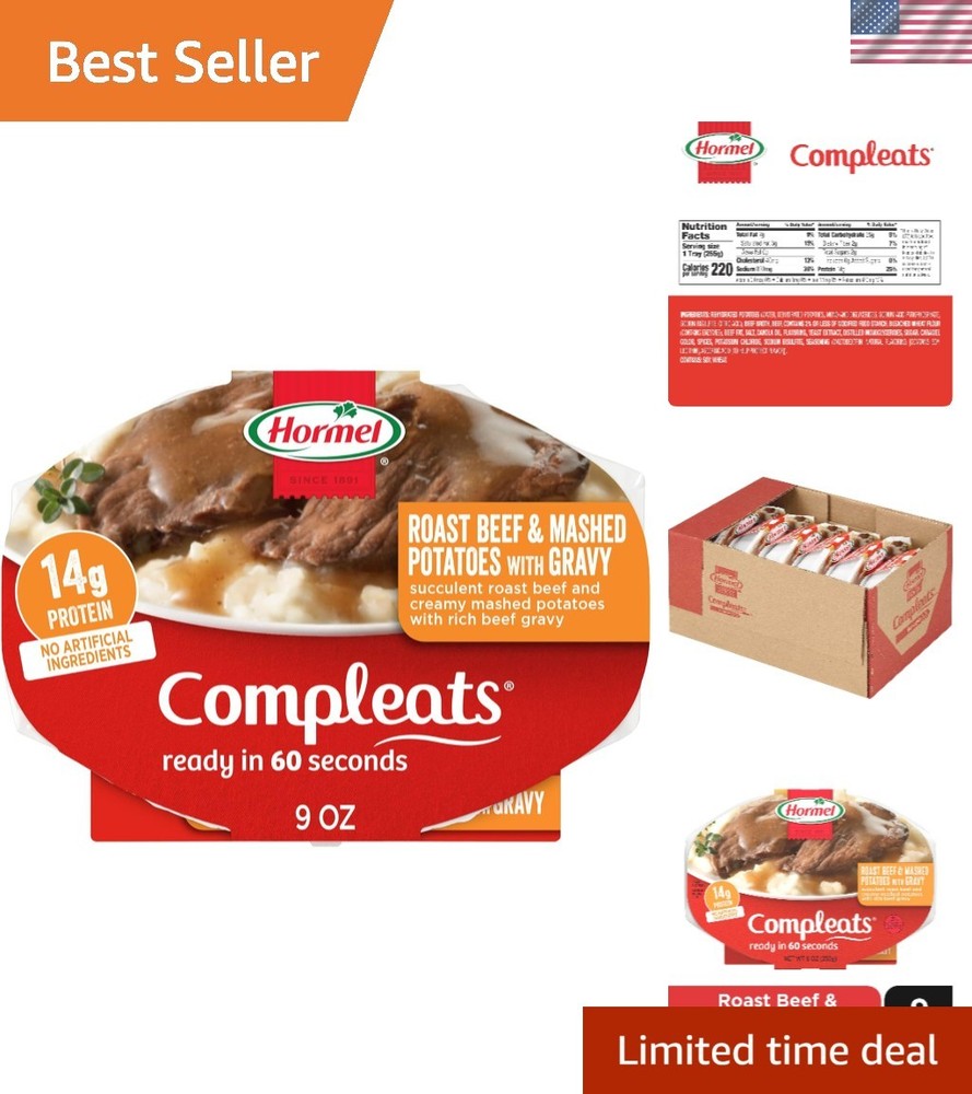 HORMEL 9oz Roast Beef & Mashed Potatoes With Gravy – Easy, Hearty Meal Pack of 6