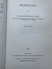 Saunders MAC LANE / Homology 1963 FIRST EDITION Hardcover
