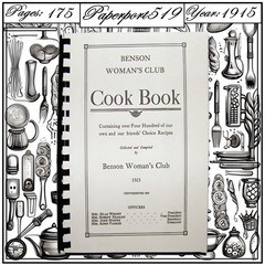 1915 Benson Woman’s Club Vintage Cook Book 175 Pages