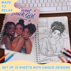 Women’S Coloring Book 30 Pages Black Girls Coloring Books for Adults to Relax an