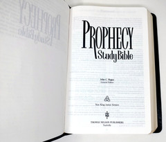 NKJV Prophecy Study Bible John Hagee Black Bonded Leather 1997 Thomas Nelson VG