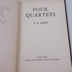 Four Quartets T. S. Eliot 1943 Poetry Harcourt Brace & Co 4th Printing