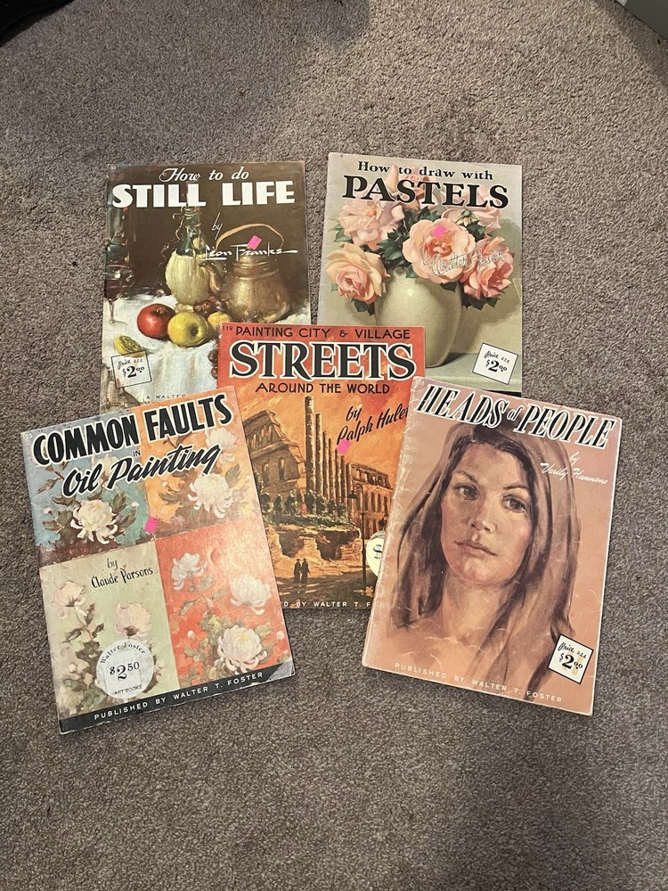 Vintage Lot of 5 Walter T. Foster Painting & Drawing Guide Instruction Art Books