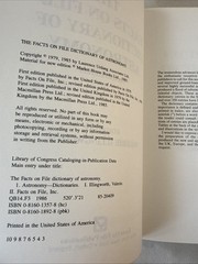 THE FACTS ON FILE DICTIONARY OF ASTRONOMY By Valerie Illingworth & Facts On Inc