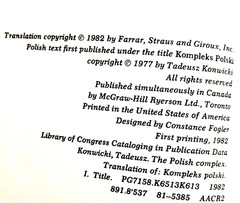 Polish Complex by Tadeusz Konwicki HC DJ 1st ED Farrar Straus Giroux 1982