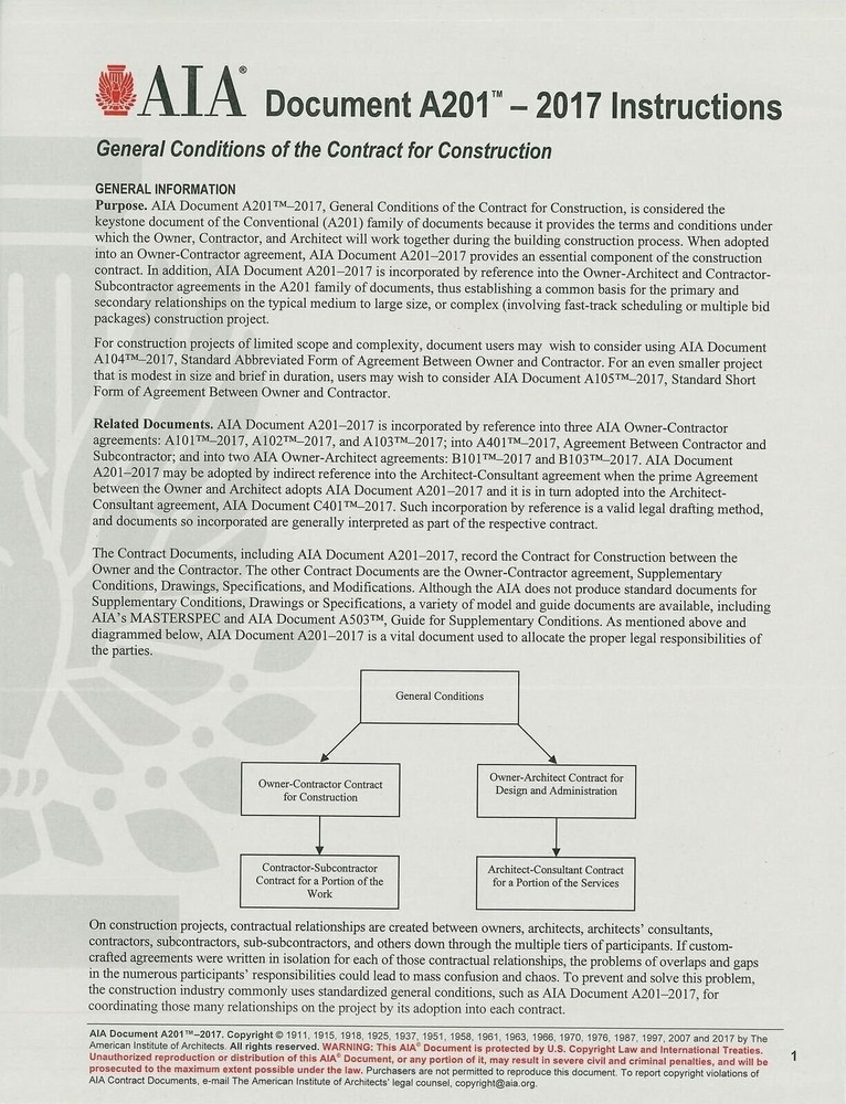 AIA Document A201 – Only Includes A201 – 2017 General Conditions