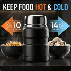 Stainless Steel Thermo for Hot 17OZ with Folding Spoon, Vacuum Insulated Conta