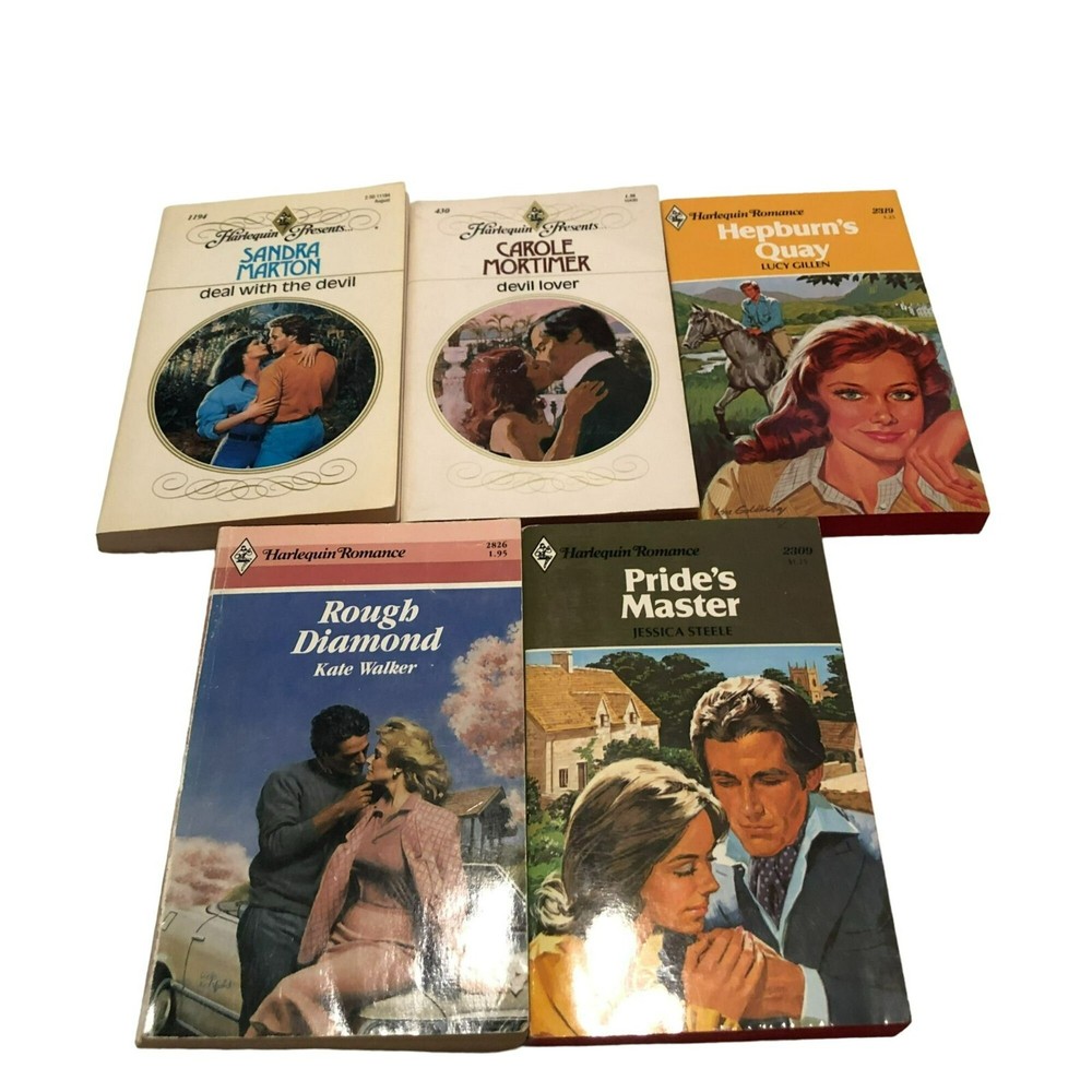 Vintage 80s Harlequin Romance Novels Paperback Various Authors & Titles Lot of 5