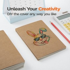 5 Pack Kraft A5 Notebooks Blank Journals 60 Pages Smooth Writing Softcover