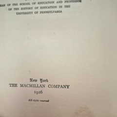 Antique Book “A Student’s History of Education” 1926 HC Inscribed