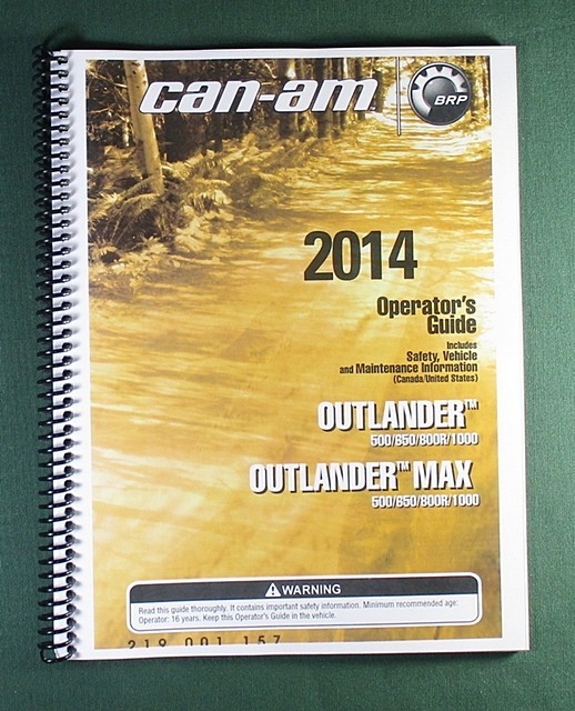 2014 Can-Am Outlander MAX 650 Owner’s Manual: 180 Pages & Protective Covers