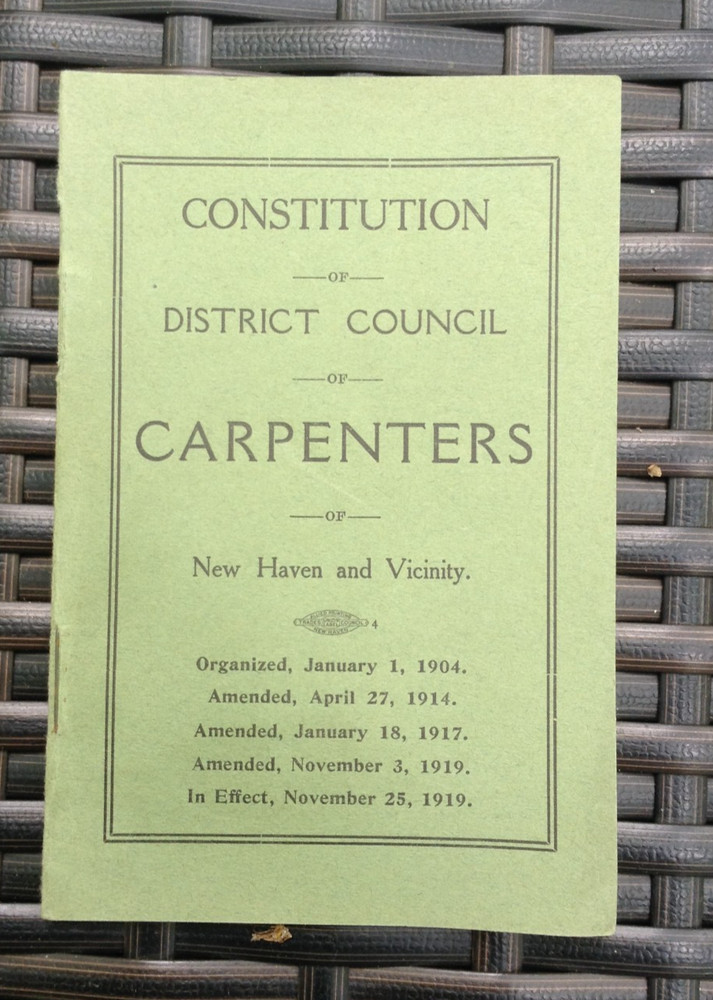 Vintage Constitution And Laws Of United Brotherhood Of Carpenters And Joiners