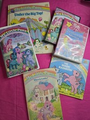 VTG My Little Pony Books + DVDs + VHS Lot of 6