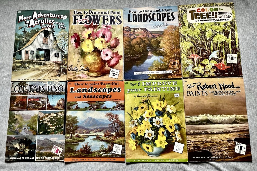 Vintage Lot of 8 WALTER T. FOSTER How To Draw & Paint Instructional Art Books