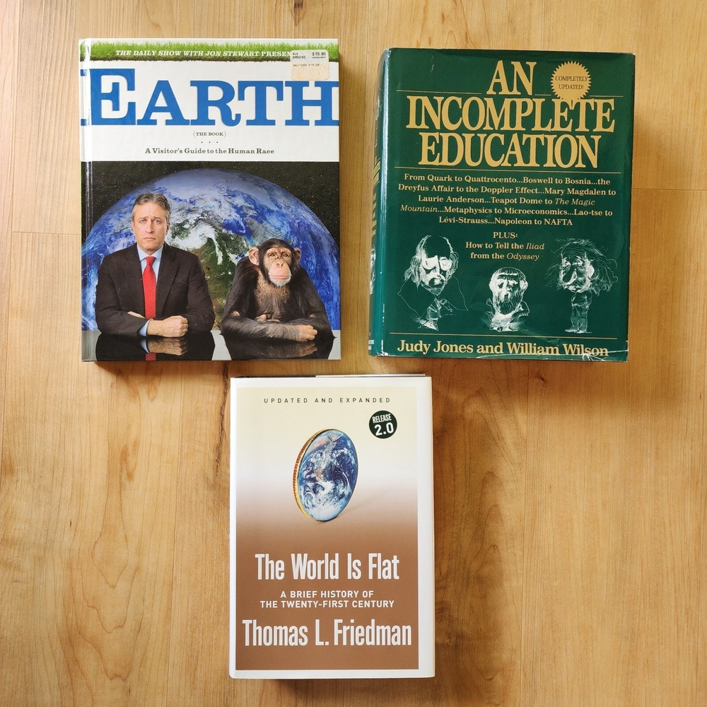 Non-Fiction Book Lot 3: Earth (The Book), An Incomplete Education, World is Flat
