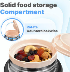 Stainless Steel Thermo for Hot Food 17OZ with Folding Spoon, Vacuum Insulated Fo