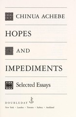Hopes and Impediments : Selected Essays Hardcover Chinua Achebe