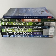 Lot of 7 Gary Paulsen Books, Hatchet, Brian’s Winter, DogSong, WoodSong, Good