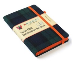 Waverley (M): Black Watch Tartan Cloth Commonplace Notebook 14cm x 9cm with pen