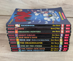Lot of 10 BONE Graphic Novel Series by Jeff Smith Complete 1-8 & Rose Handbook