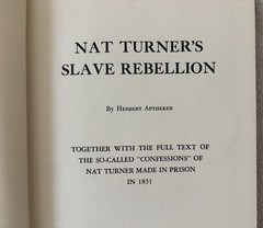 Vintage HC Book: NAT TURNER’S SLAVE REBELLION, Herbert Aptheker, 1966