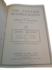 The English Madrigalists John Mundy 1961 Revised Edition Stainer & Bell