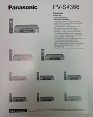 1990’s Panasonic PV-S4366 Super-VHS Video Cassette Recorder Line Art Brochure