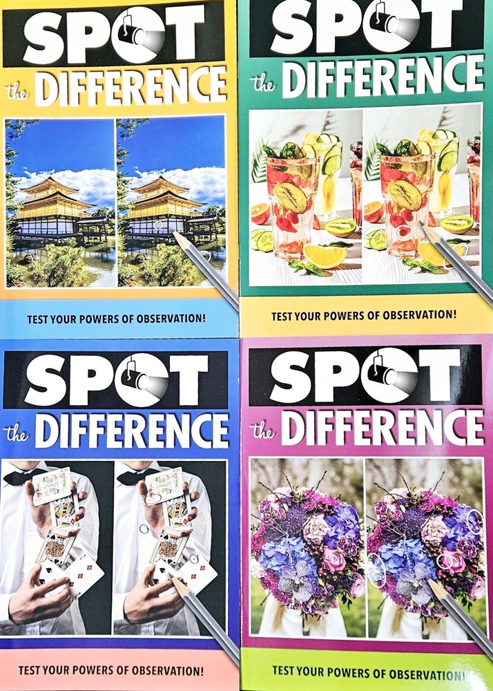 Bundle Of 4 Spot the Difference Puzzle Books Intermediate/ Challenging 2024 NEW!
