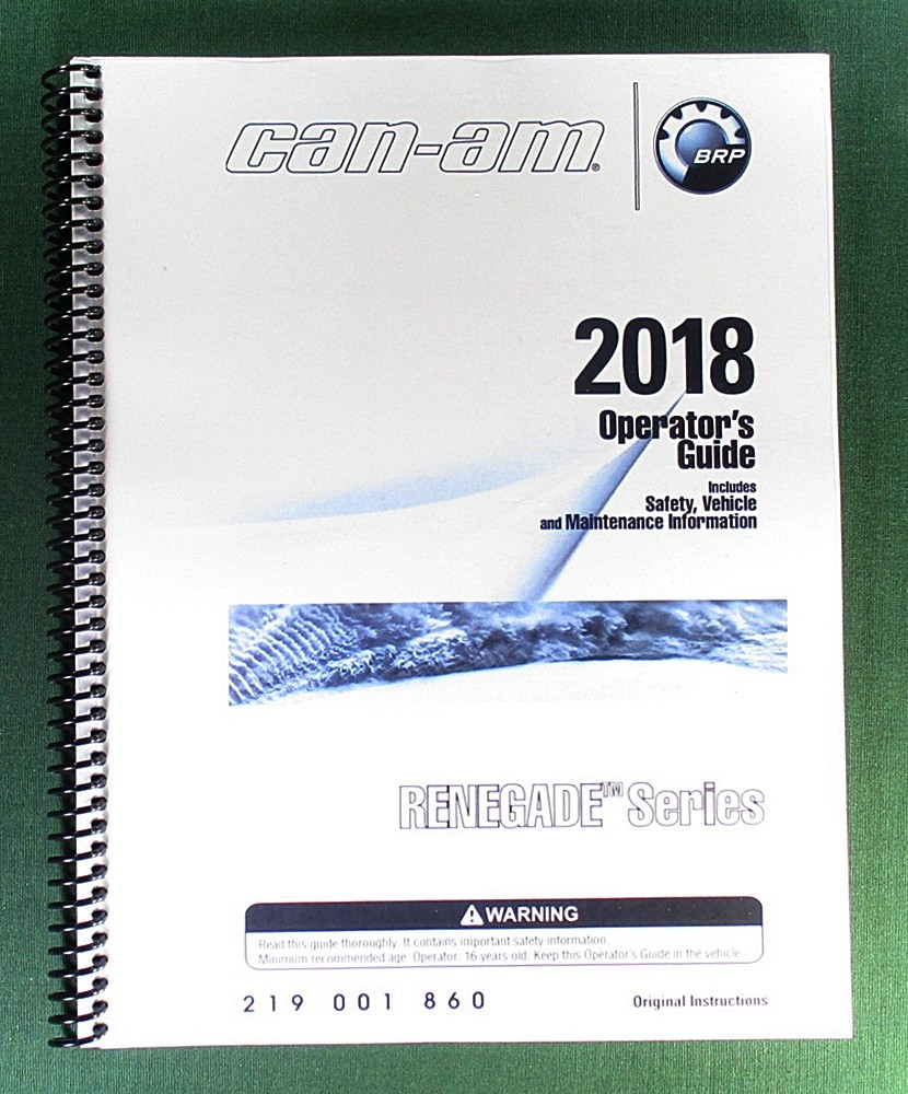 2018 Can-Am Renegade 850 Owner’s Manual: 180 Pages & Protective Covers!