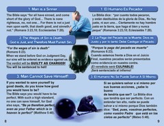 Bible, Gospel Tracts in English/Spanish, Pack of 40 in 4 Covers, 20 Pages Each.