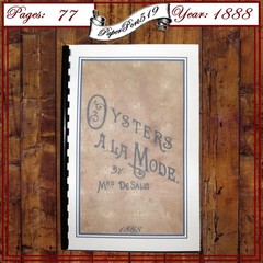 1888 Oysters À La Mode Vintage Cook Book 77 Pages