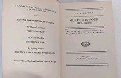Murder In Four Degrees by J.S. Fletcher – 1931 HB First Ed – Alfred A. Knopf