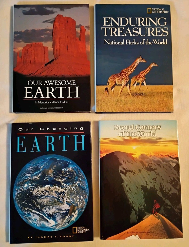 Lot of 4 National Geographic Society Books- Earth World National Parks HC W DJ