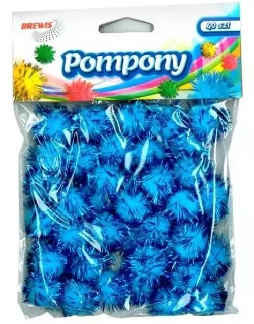 5906190686312 Pompony metaliczne niebieskie 2cm Brewis