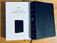 ESV Large Print Personal Size Bible. Red Letter. Genuine Leather, Black