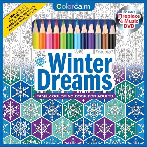 Winter Dreams Christmas Adult Coloring Book Set With 24 Colored … (paperback)