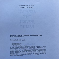 Serving the Jewish Family edited by Gerald B. Bubis (1977 First HCDJ 366 pages)