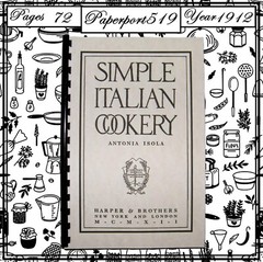 1912 Simple Italian Cookery Vintage Cook Book 72 Pages