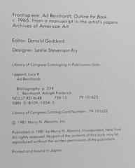 Ad Reinhardt by Lucy R. Lippard (Abrams, 1981) Hardcover