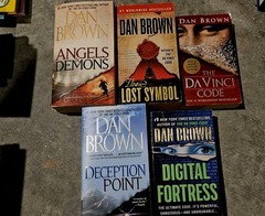 LOT OF 5 Dan Brown Paperback Books Langdon Series Da Vinci Code Thriller (LN-VG)