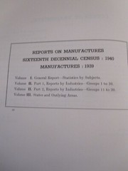 Census of Manufactures for 1939, 16th Census 1940, industries; hardcover